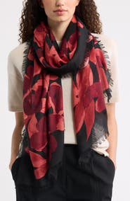 Nordstrom Eyelash Trim Print Cashmere & Silk Wrap