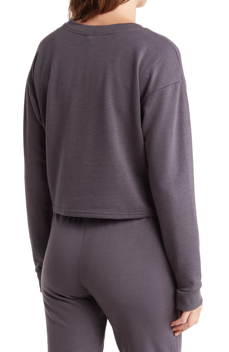 90 DEGREE BY REFLEX Terry Brushed Solid Cropped Sweatshirt, Alternate, color, 