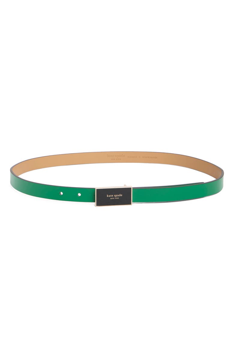 Kate Spade New York enamel logo plaque belt, Main, color, 