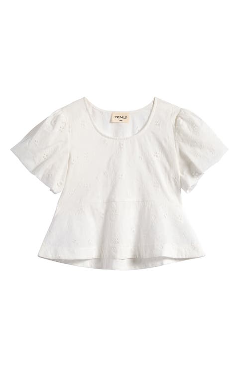 Kids' Eyelet Flutter Sleeve Top