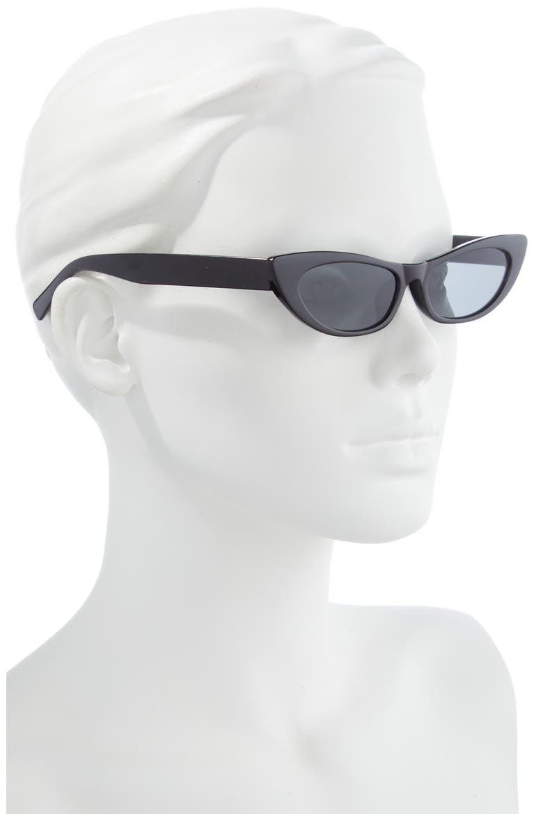 50mm Skinny Cat Eye Sunglasses, Alternate, color, BLACK