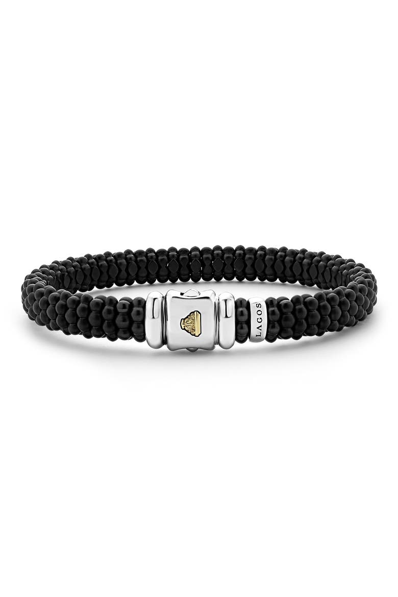 Men's Black Caviar Station Bracelet, Alternate, color, BLACK