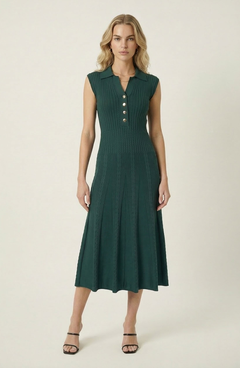 Modenaire Sleeveless Knit Midi Dress, Main, color, Dark Emerald Green