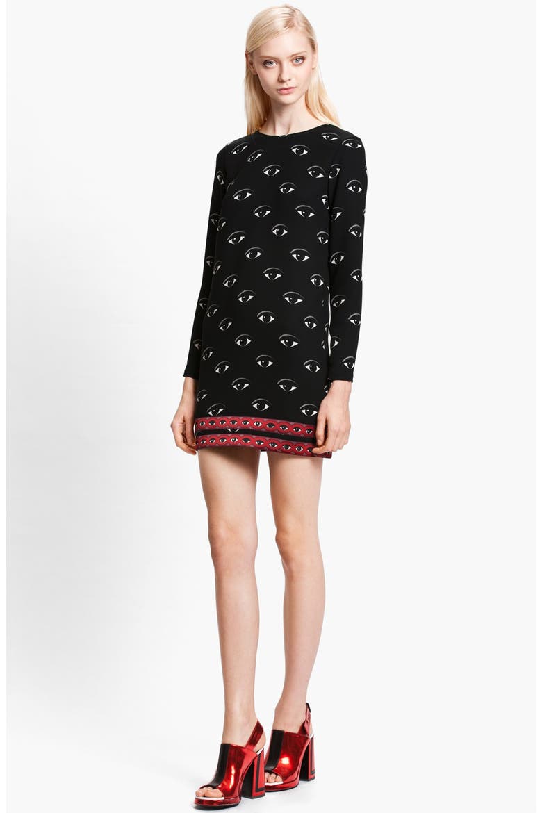 Eye Print Shift Dress, Main, color, BLACK