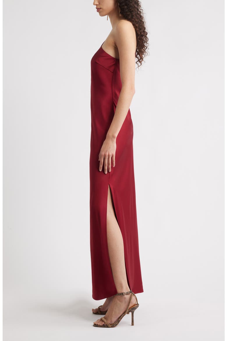 Bow One-Shoulder Maxi Dress, Alternate, color, RED GRAPE
