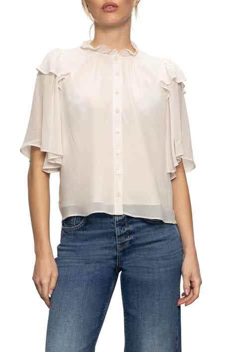 Sanctuary Deja Vu Ruffle Flutter Sleeve Button-Up Shirt