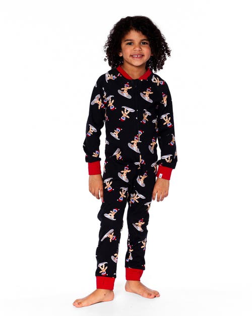 Deux Par Deux Organic Cotton Interlock One-piece Pajama Cookie In Black