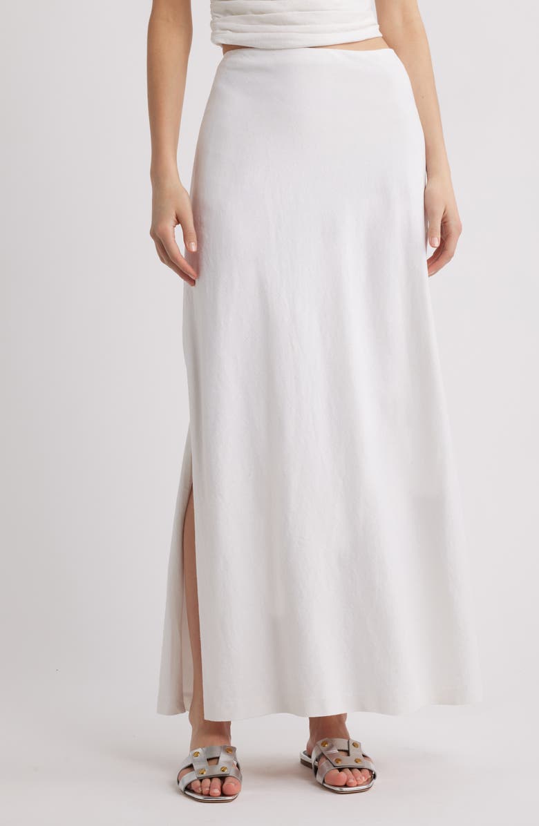 Open Edit Linen Blend Skirt, Main, color, White