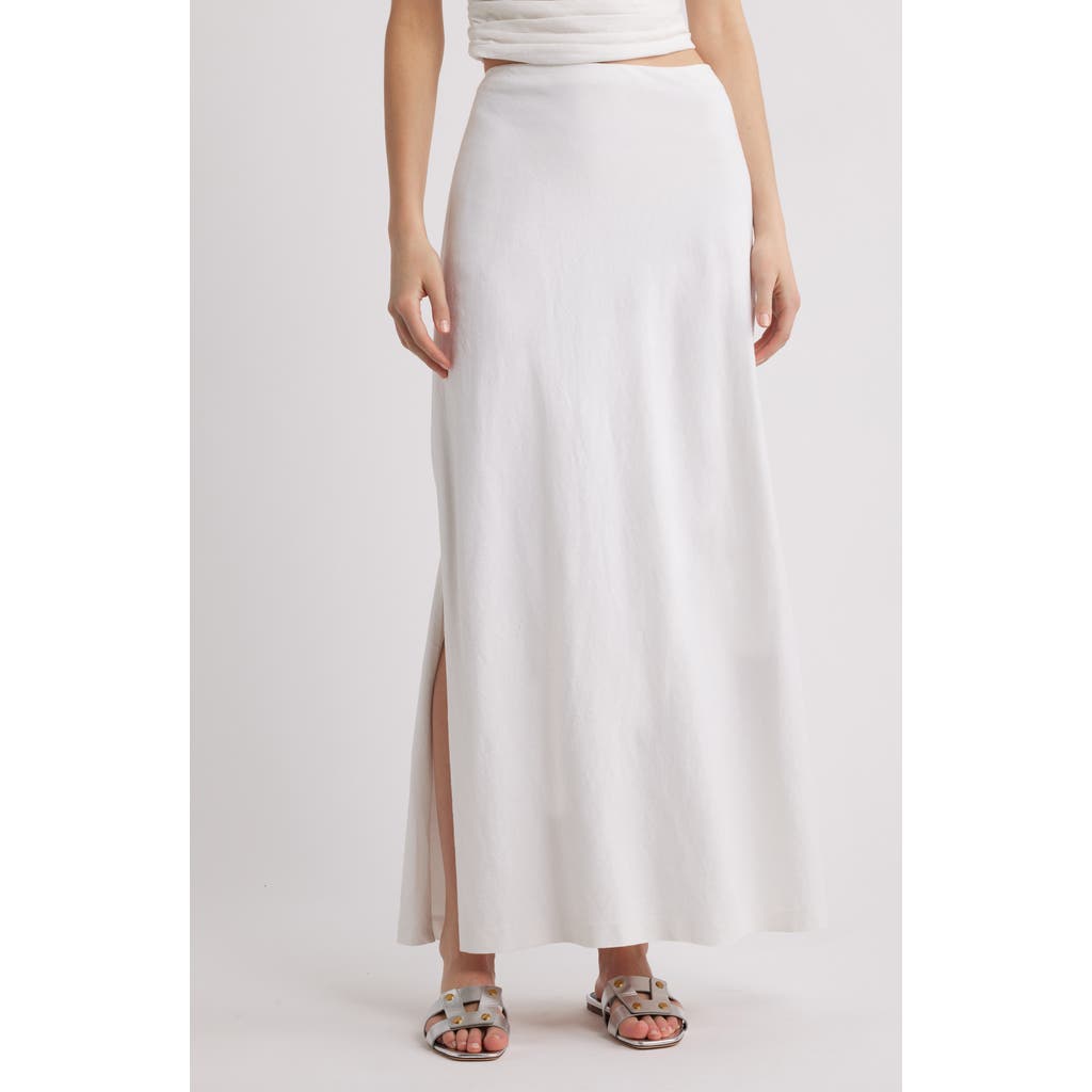 Open Edit Linen Blend Skirt In White