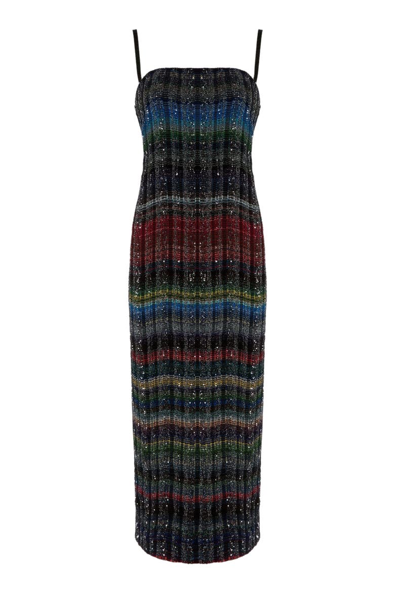 Long Strapless Dress With Wave Check Pattern, Alternate, color, Multicoloured