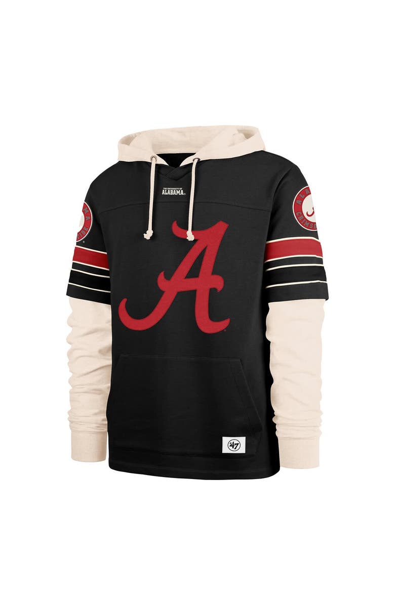 '47 Men's '47  Black Alabama Crimson Tide Split Zone Cornerback Lacer Pullover Hoodie, Alternate, color, Black