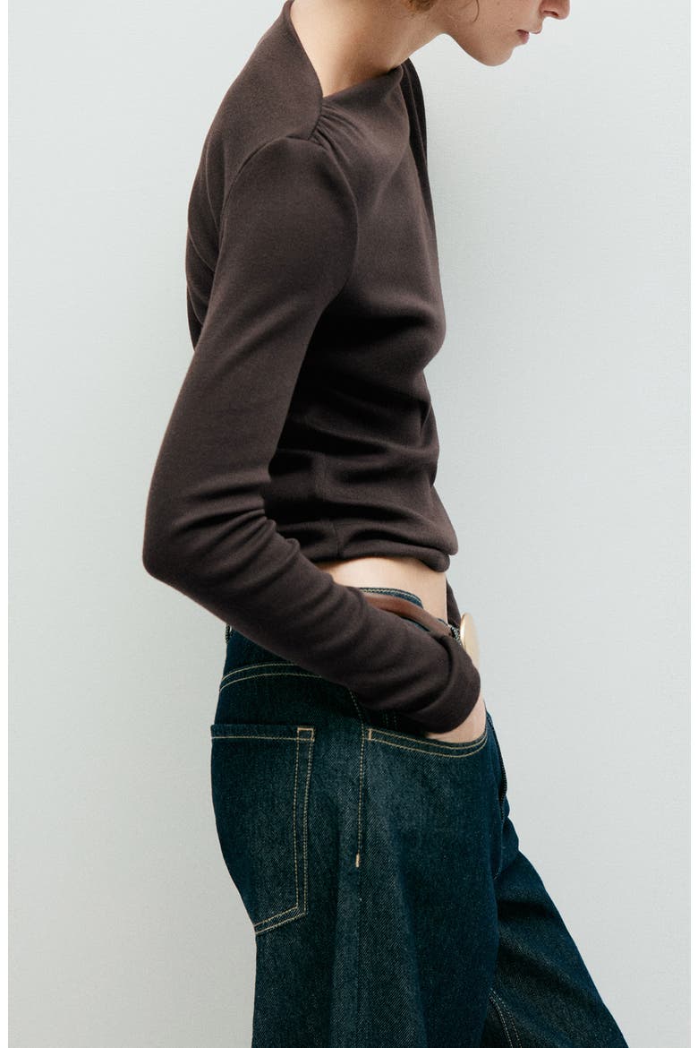 Long Sleeve Bateau Neck T-Shirt, Alternate, color, CHOCOLATE