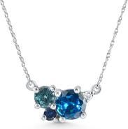Bliss Diamond 3Ct Blue Sapphire Topaz Aquamarine Diamond Pendant Necklace 14k Gold Lab Grown