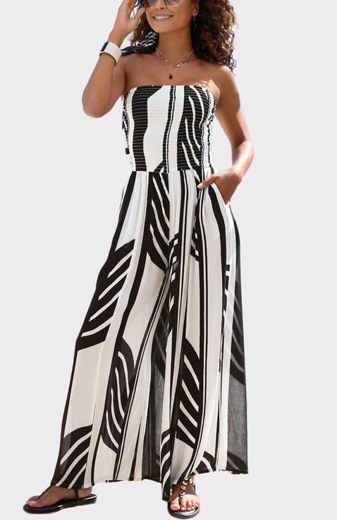 Strapless Wide Leg Jumpsuit