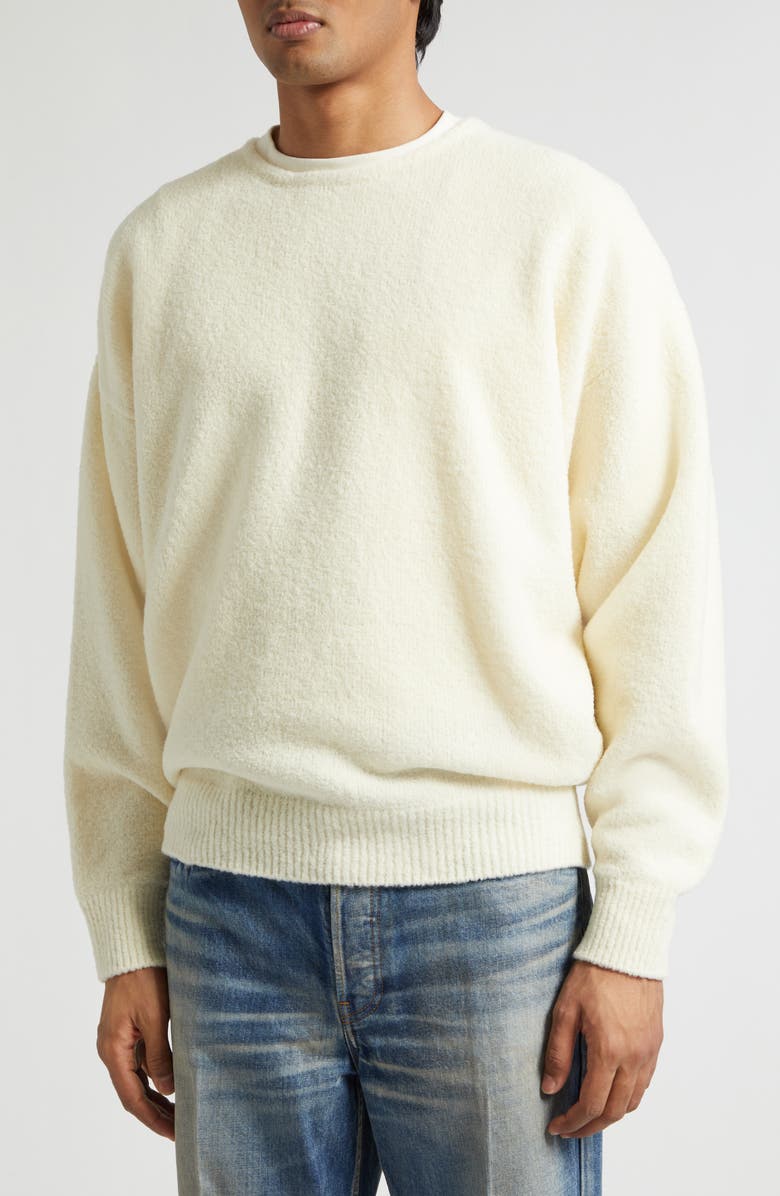 Fear of God Edge Knit Crewneck Sweater, Alternate, color, Bone Bone