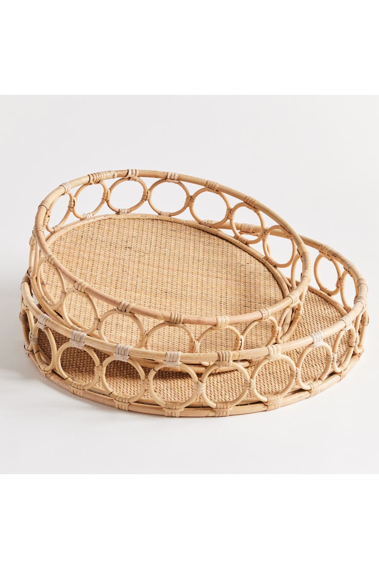 Ninette Round Decorative Trays Set of 2, Alternate, color, Beige