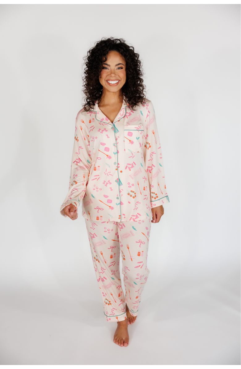 In My Sundays Long Sleeve & Cropped Pant Pajama Set, Alternate, color, Pasta La Vista