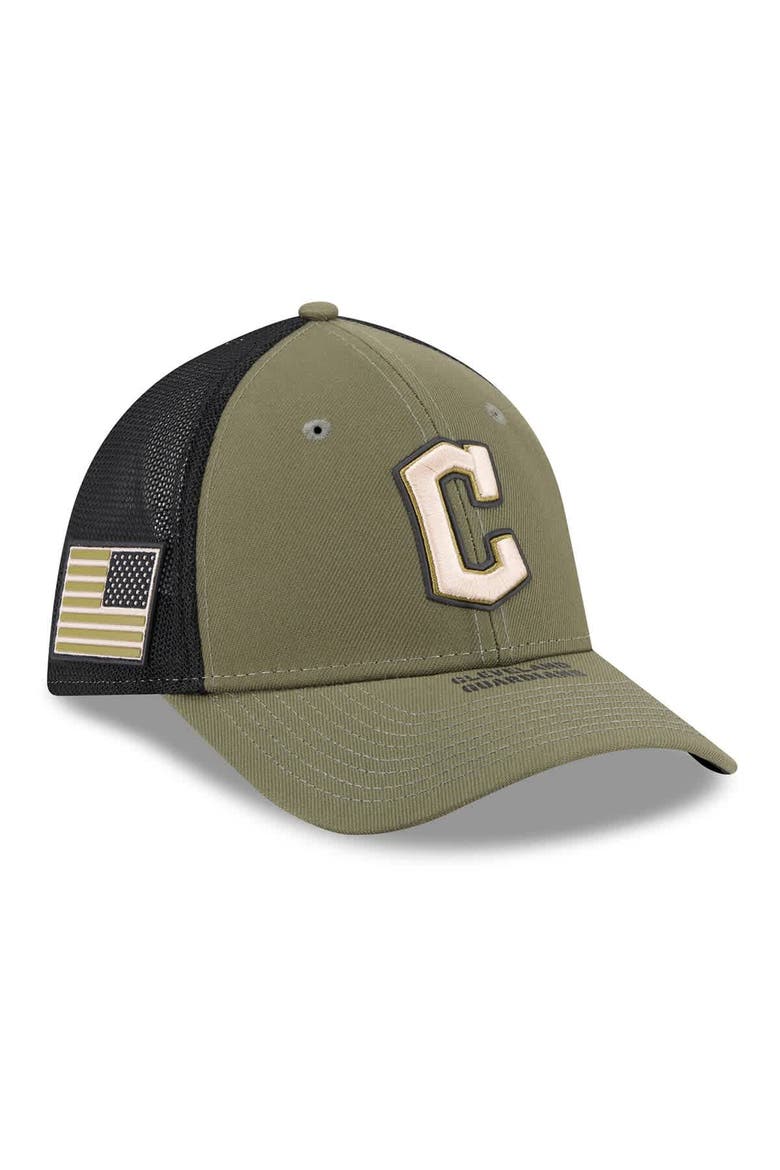 Men's New Era  Olive Cleveland Guardians 2026 Armed Forces Day 39THIRTY M-Crown Flex Hat, Main, color, Olive
