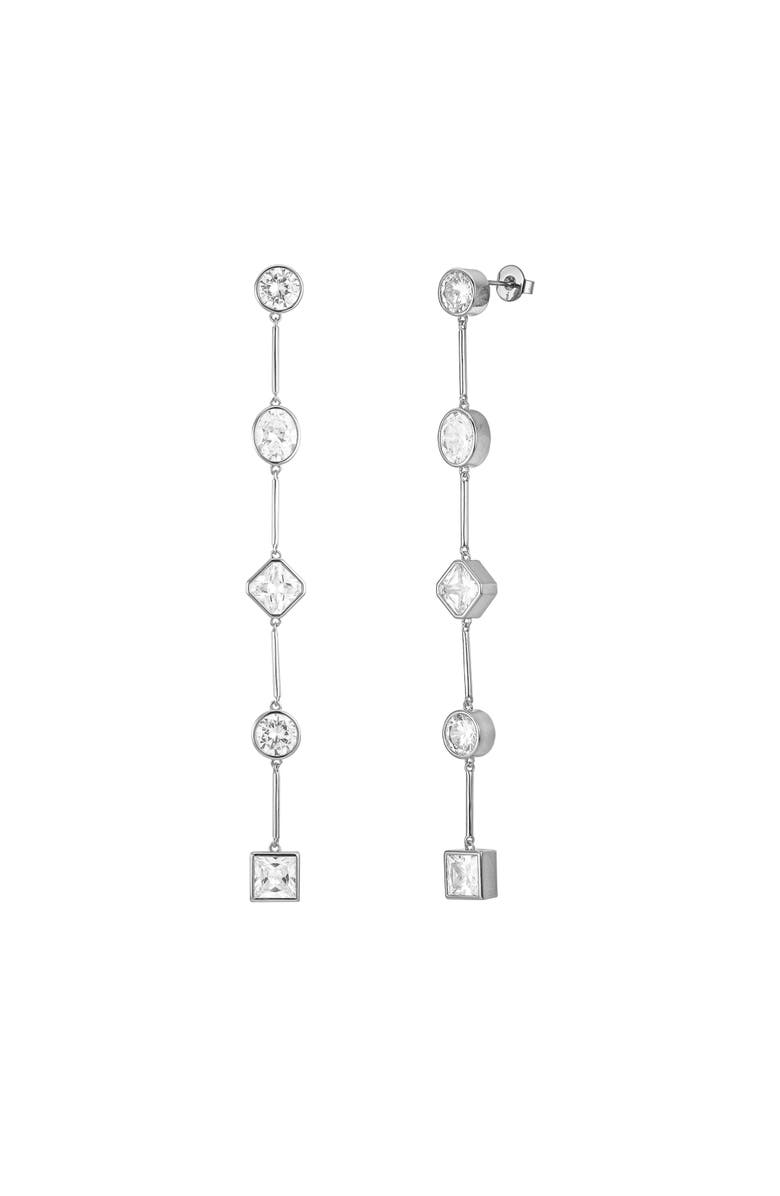 Untamed Petals Carmela Bezel Crystal Drop Earrings, Main, color, Silver