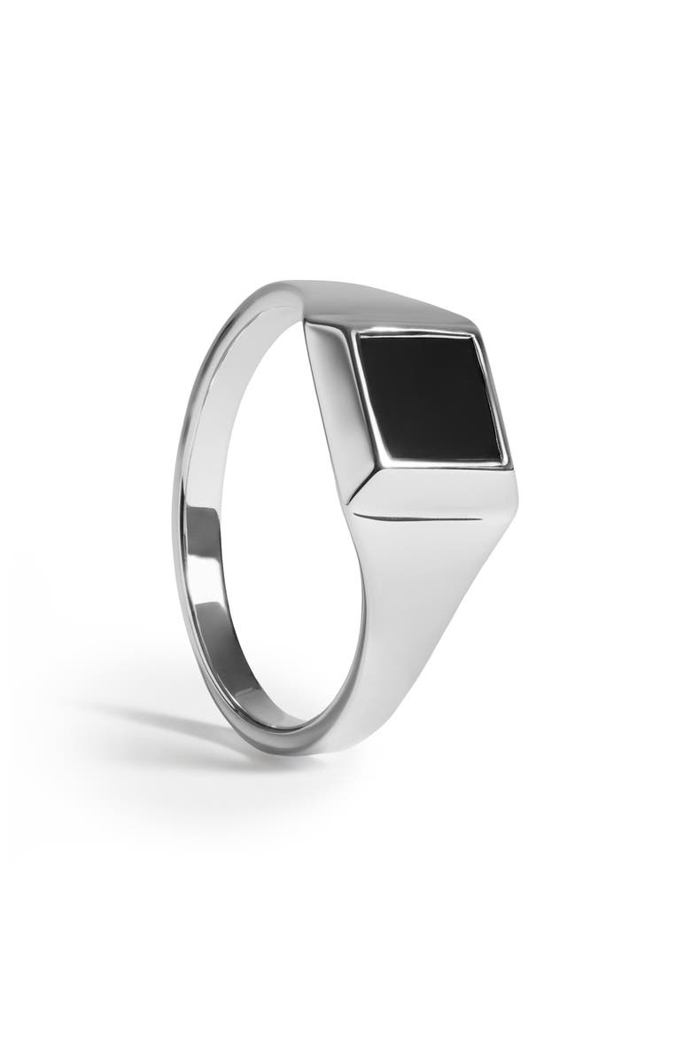 Signature Sterling Silver Black Onyx Signet Ring, Main, color, STERLING SILVER / BLACK ONYX