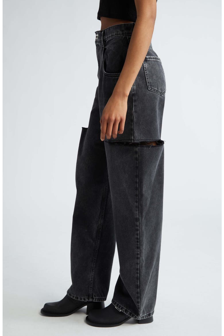 Ripped Side Cutout Jeans, Alternate, color, BLACK WASHED