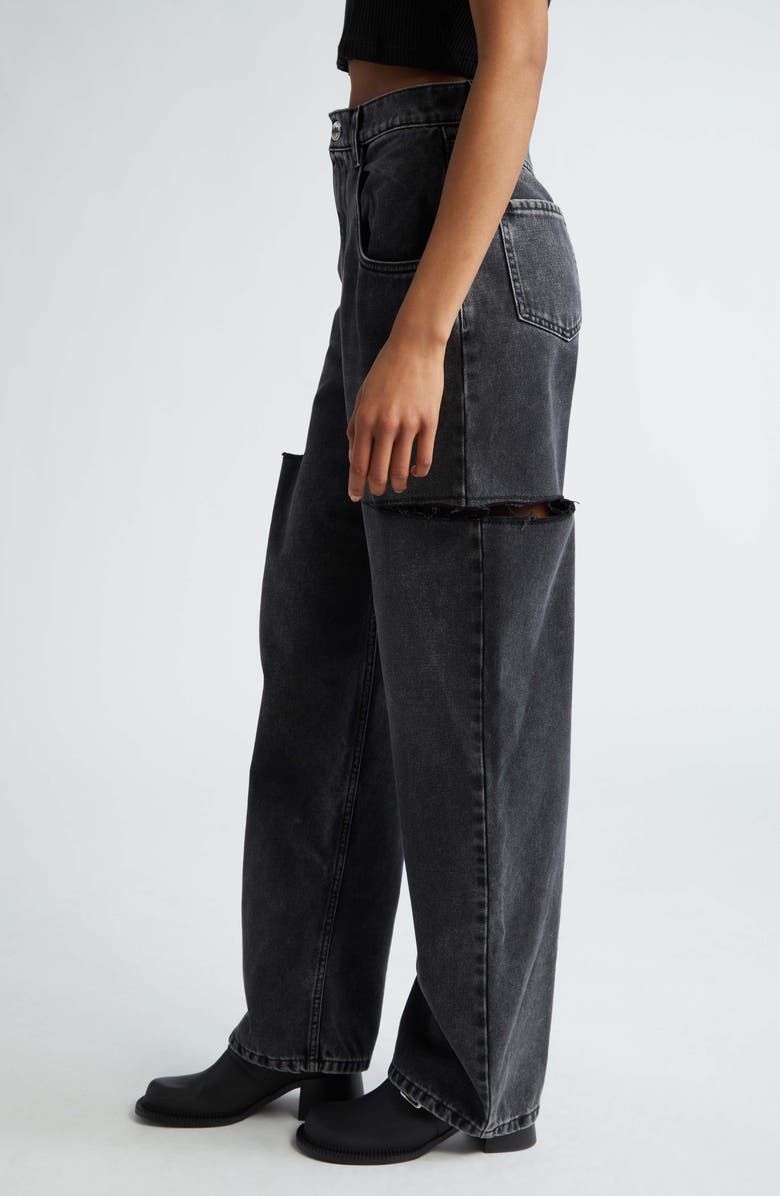 Maison Margiela Ripped Side Cutout Jeans, Alternate, color, Black Washed