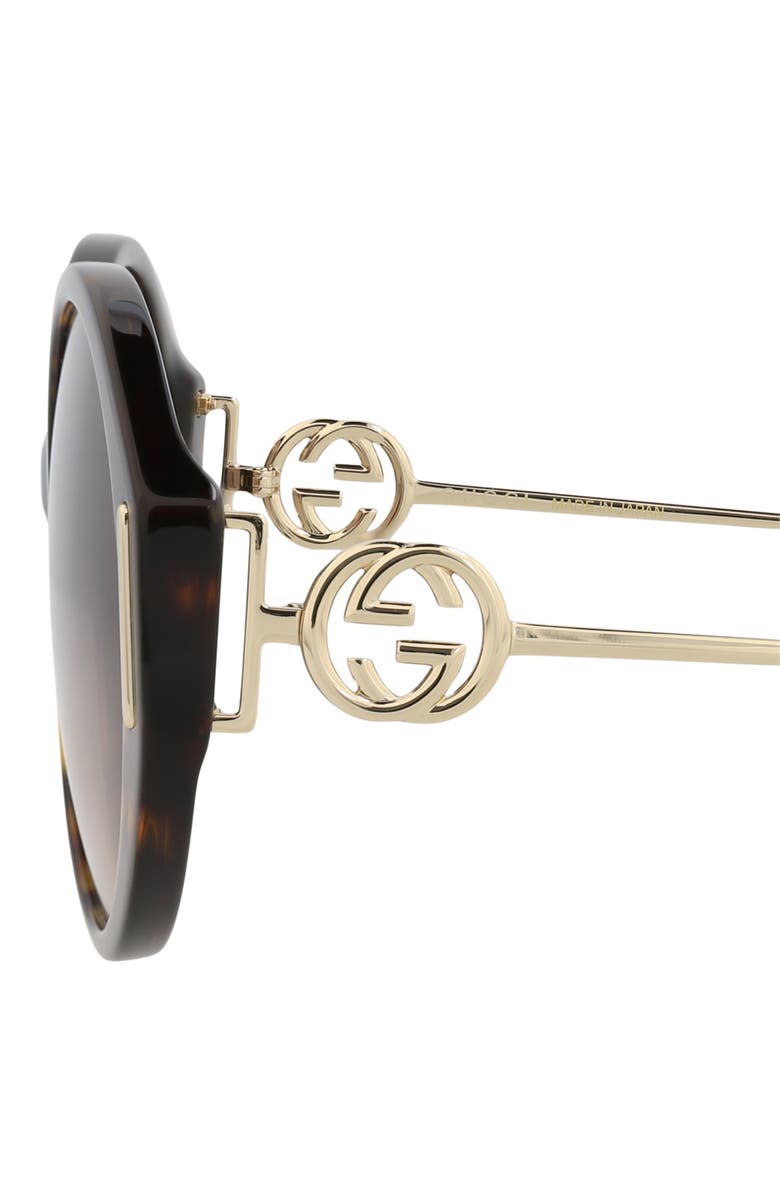 Gucci 58mm Round Sunglasses, Alternate, color, Havana Gold Brown