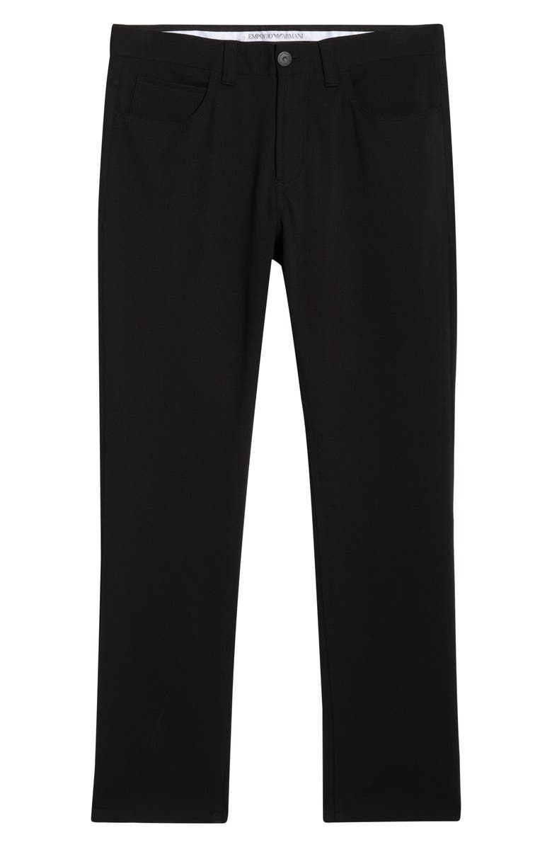 Emporio Armani Flat Front Pants, Alternate, color, Solid Black
