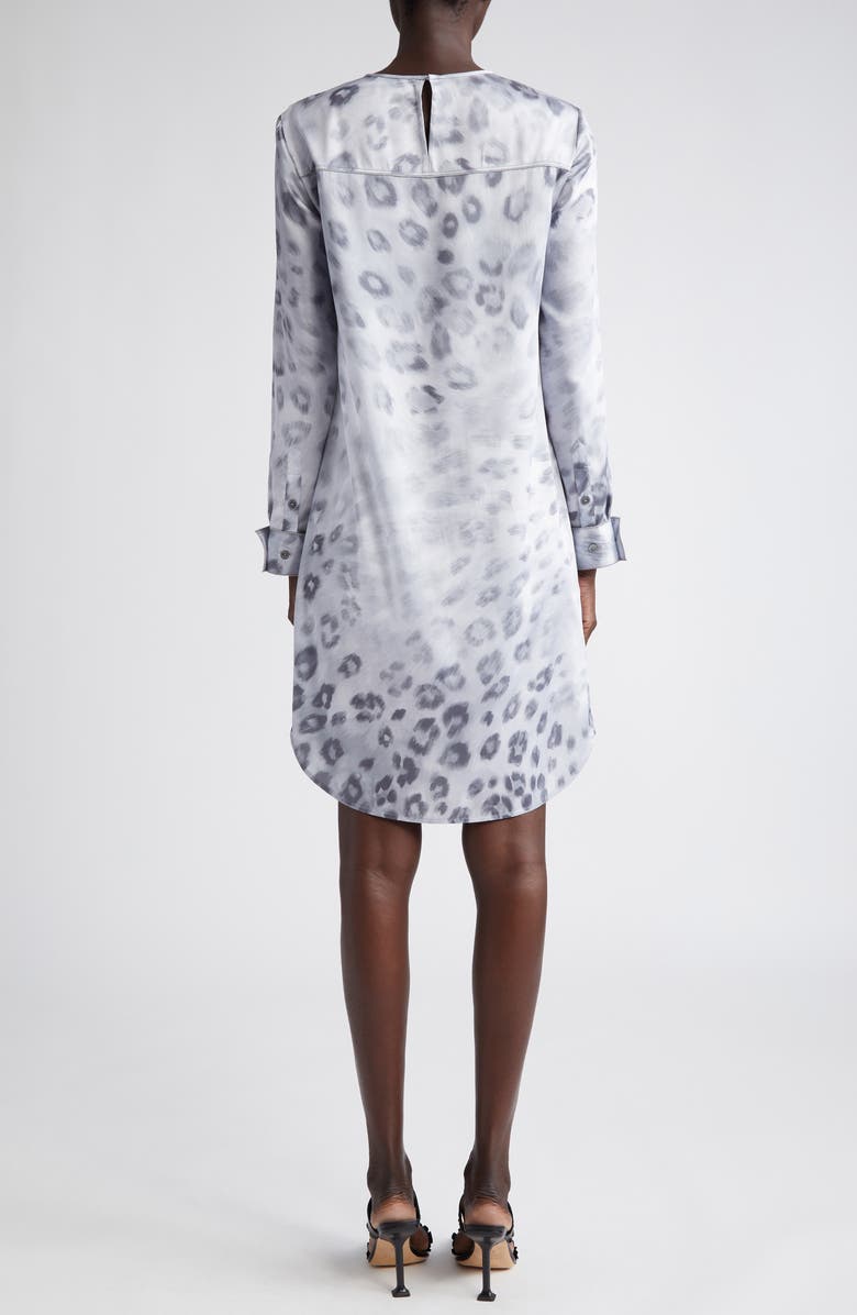 St. John Collection Blur Leopard Long Sleeve Satin Dress, Alternate, color, 