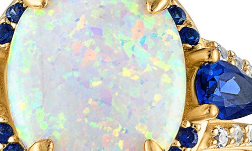 Fuzion Creations Lab Grown Opal & Lab Grown Sapphire Cocktail Ring In Yellow