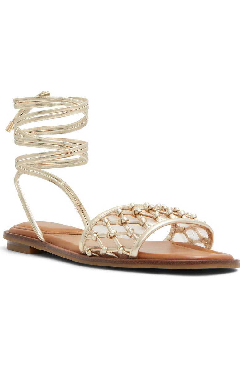 ALDO Seazen Ankle Wrap Sandal, Main, color, Gold