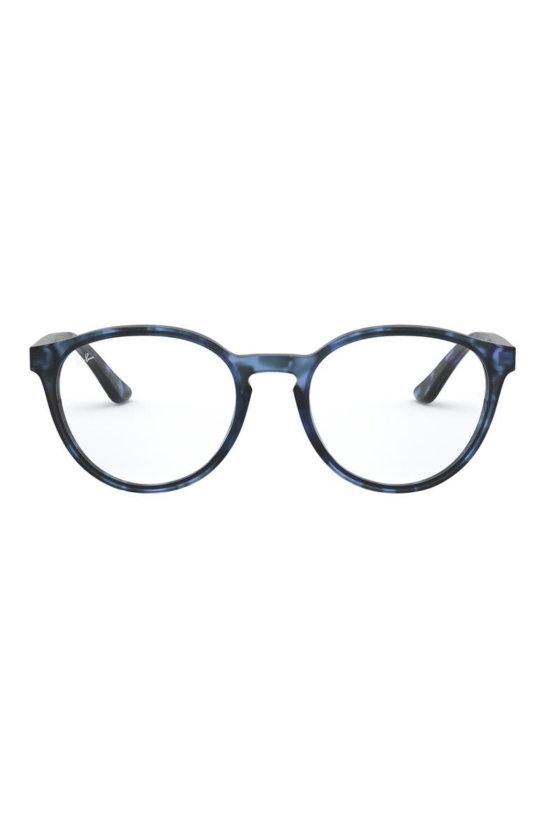 Phantos 52mm Round Optical Glasses, Main, color, BLUE HAVANA