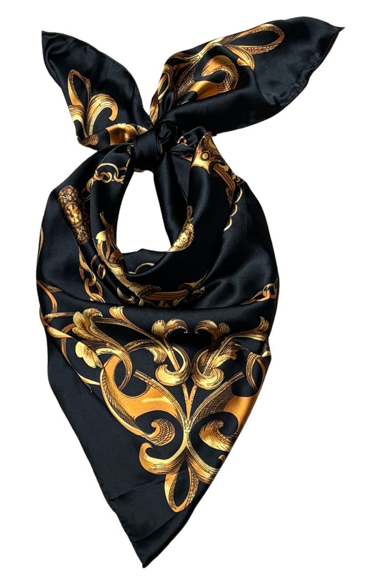 MARCUS ADLER Chain Print Satin Scarf, Alternate, color, Black