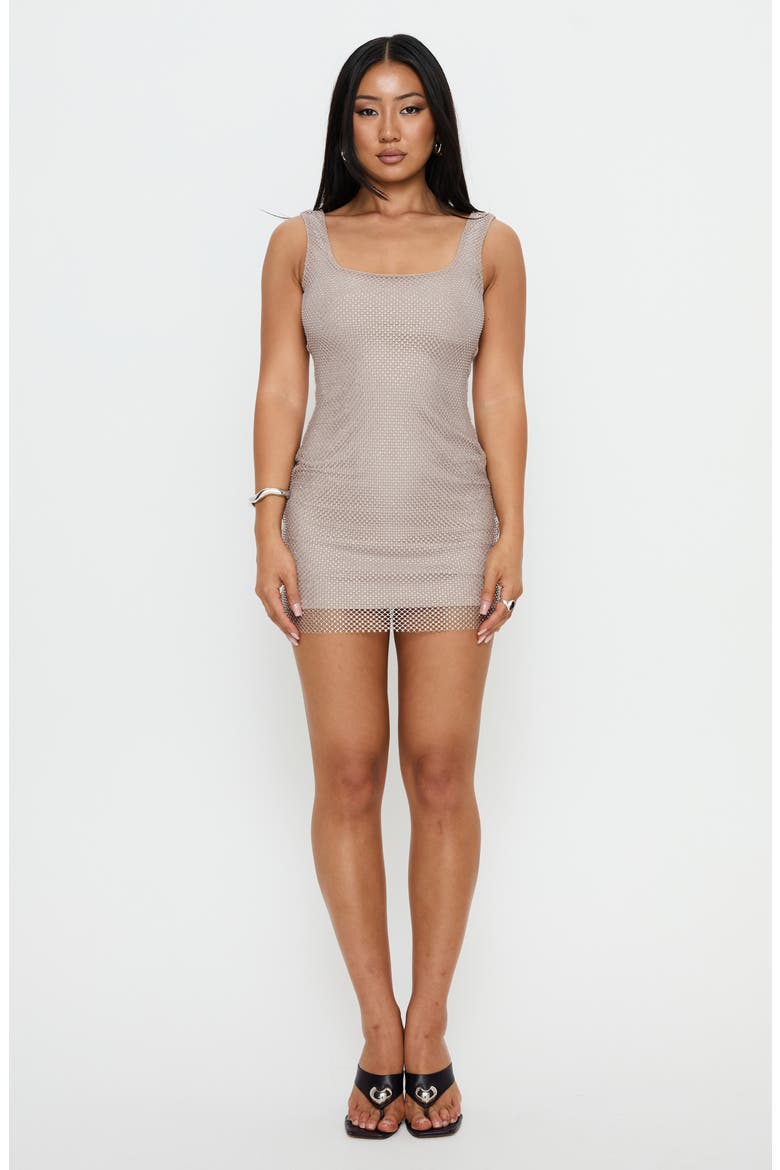 Epiphanies Net Body-Con Minidress, Alternate, color, BEIGE SHIMMER