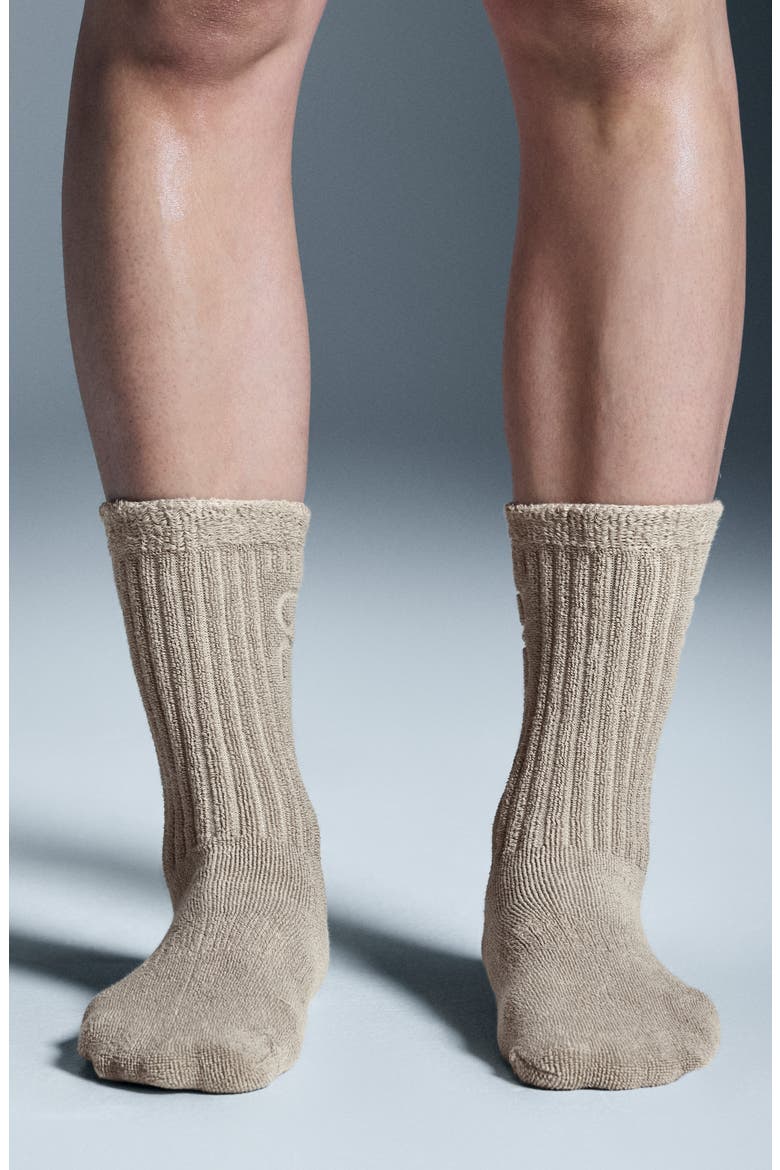 Organic Cotton French Terry Crew Socks, Alternate, color, DESERT