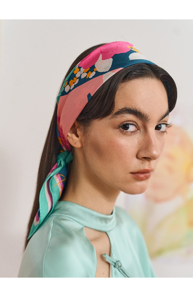 Lost Pattern FRIDA x LOST PATTERN "Frida's Garden" Silk Bandana Scarf, Alternate, color, Purple