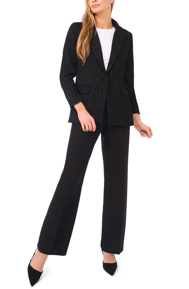 Halogen<sup>®</sup> Scribble Print Scrunch Sleeve Blazer, Alternate, color, Rich Black