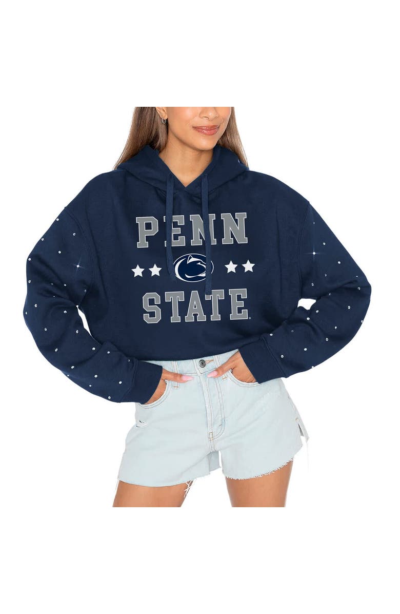 GAMEDAY COUTURE Women's Gameday Couture Navy Penn State Nittany Lions Can't Lose Rhinestone Cropped Pullover Hoodie, Main, color, Navy