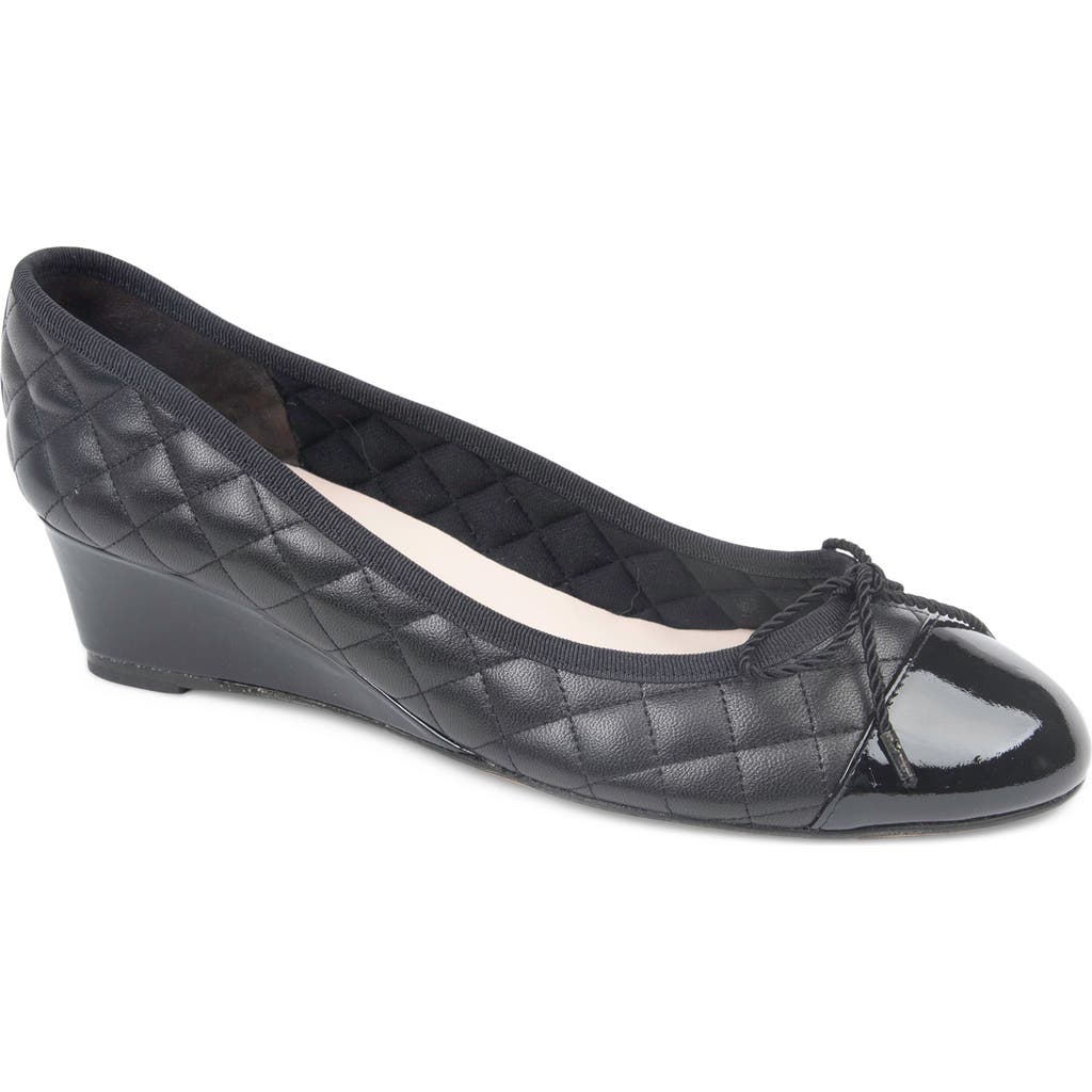 Paul Mayer Cap Toe Quilted Wedge Pump In Black