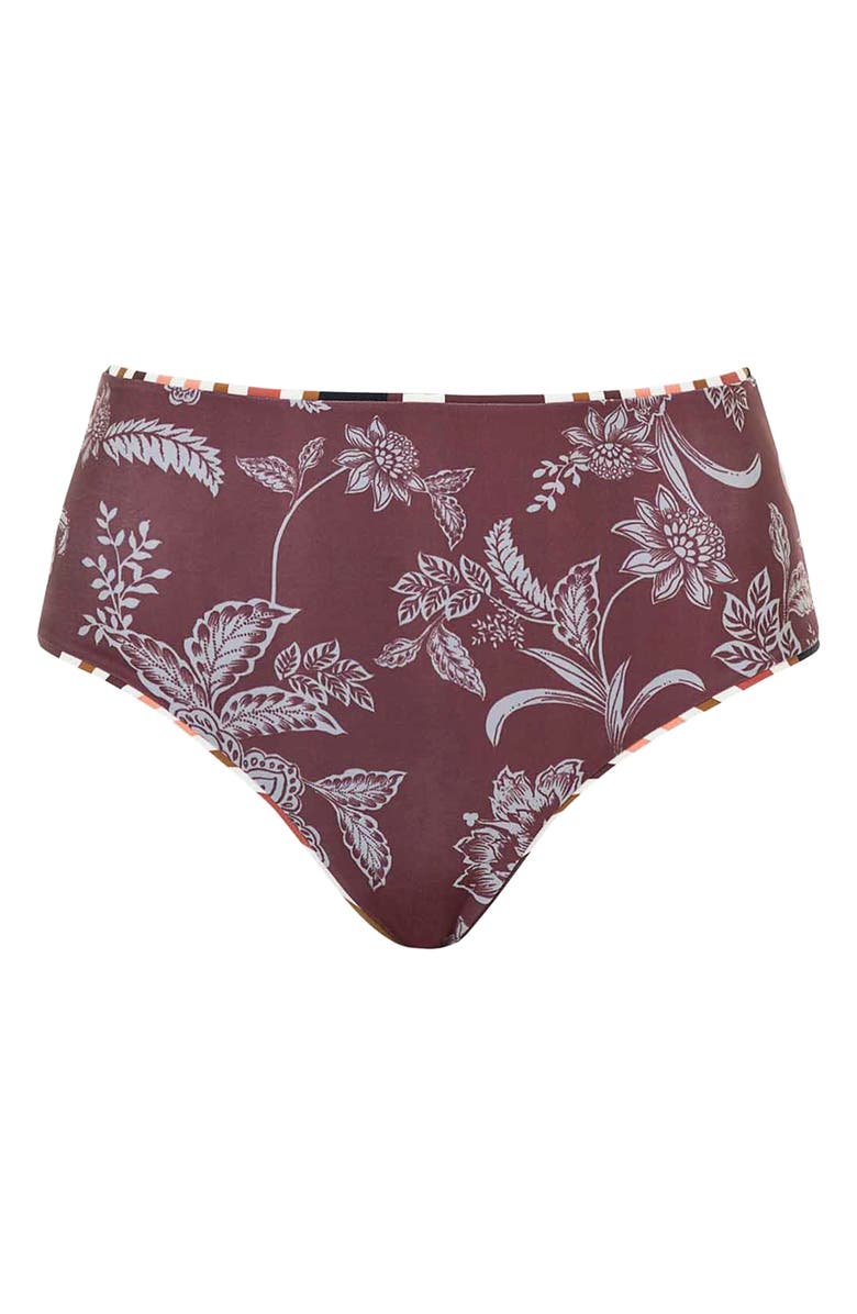 Maaji Burgundy Barcode Reversible Bikini Bottoms, Alternate, color,