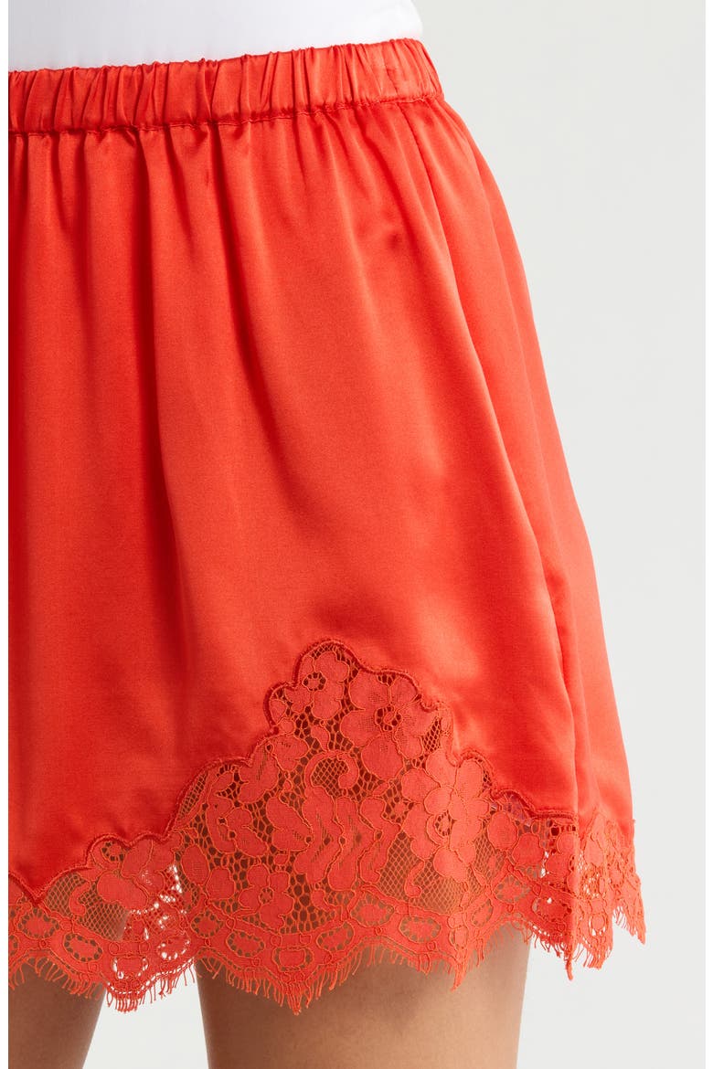 Alexia Lace Trim Silk Blend Slip Miniskirt, Alternate, color, APEROL