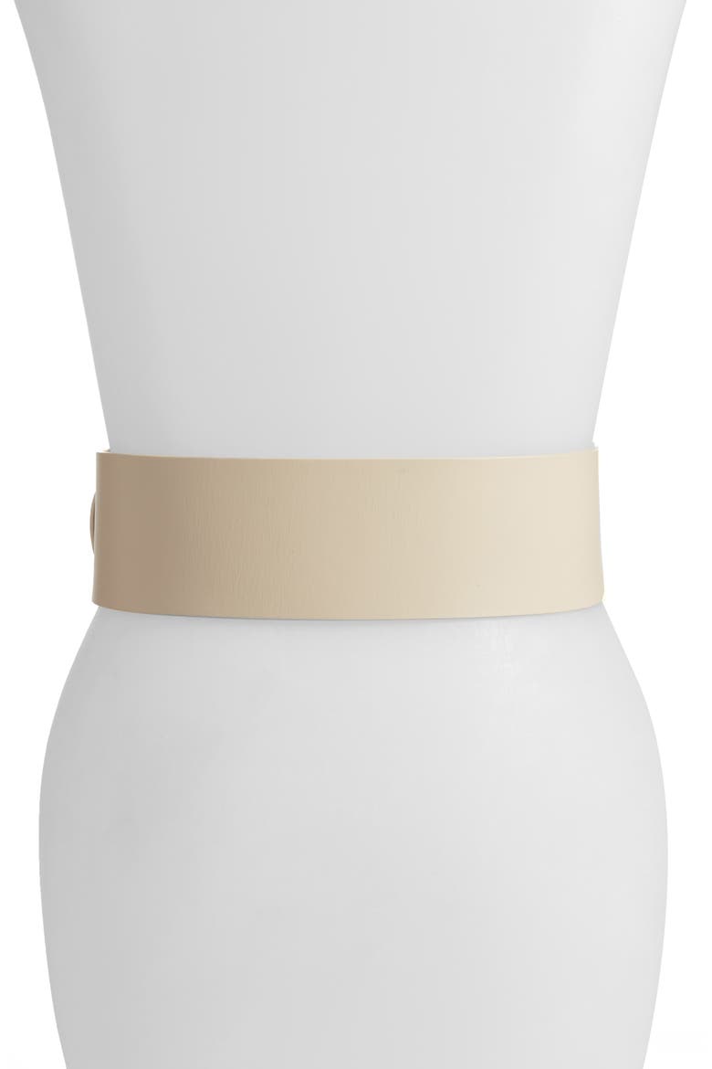 Wide Leather Belt, Alternate, color, BONE