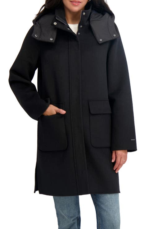 Bristol Wool Blend Coat with Removable Hood