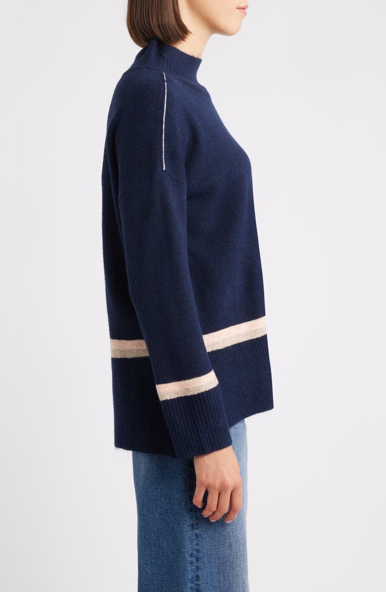 Hatley Stripe Mock Neck Sweater, Alternate, color, Navy