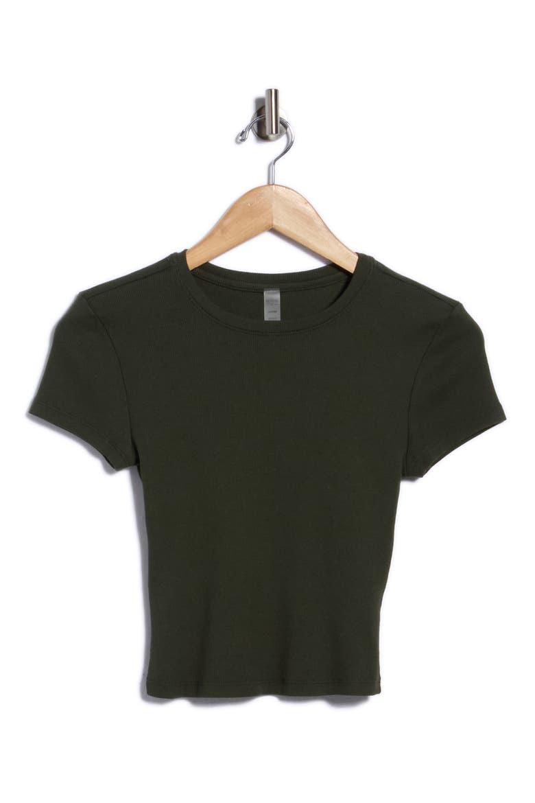 Ribbed Baby Tee, Alternate, color, OLIVE INK