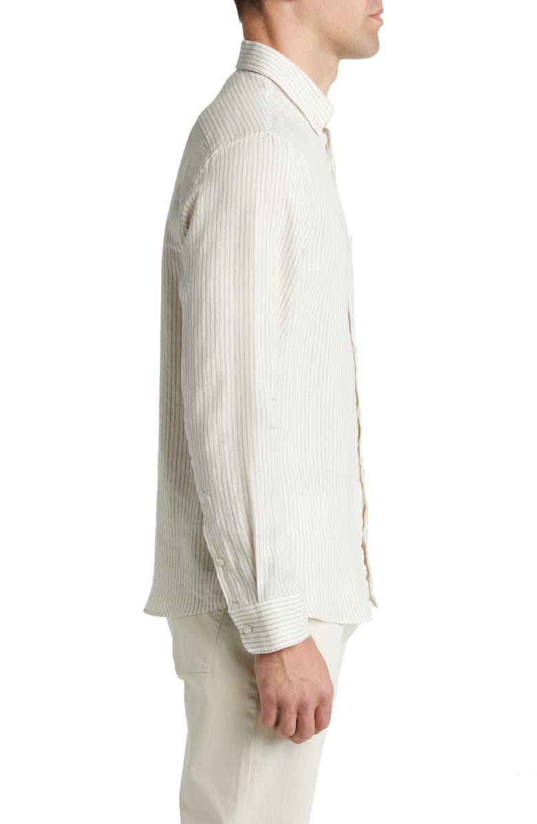 Brax Daniel Linen Button-Down Shirt, Alternate, color, Coconut