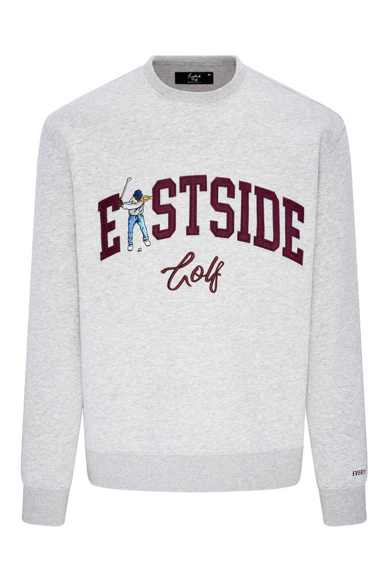Luxe Fleece Logo Appliqué Crewneck Sweatshirt, Main, color, HEATHER GREY