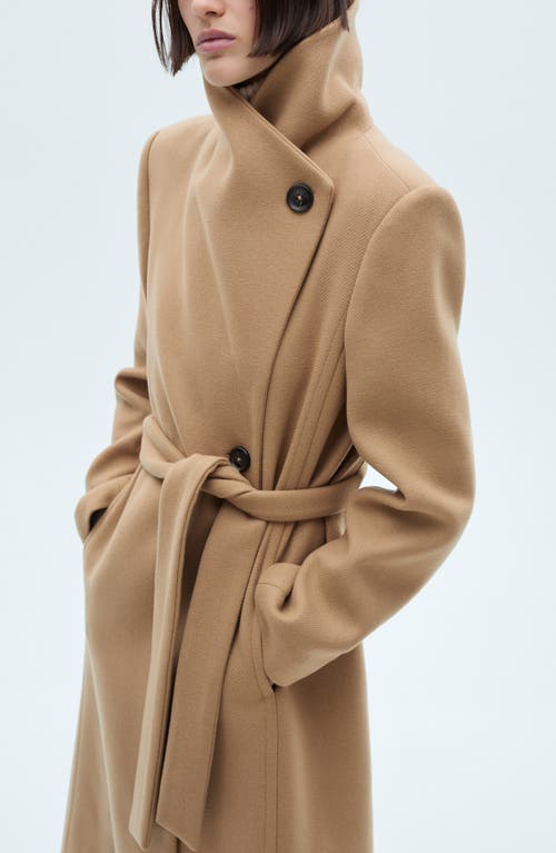 Mango Wool Blend Coat In Medium Brown