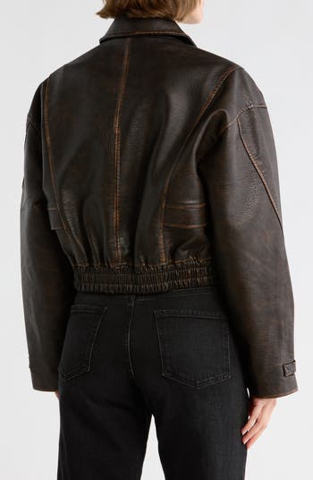 Faux Leather Bomber Jacket