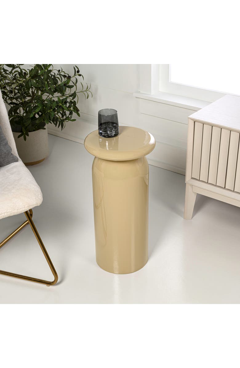 JONATHAN Y Miles 22.75" Mid-Century Modern Metal Sleek Cylinder Drink Table and Decorative End Table, Alternate, color, Almond